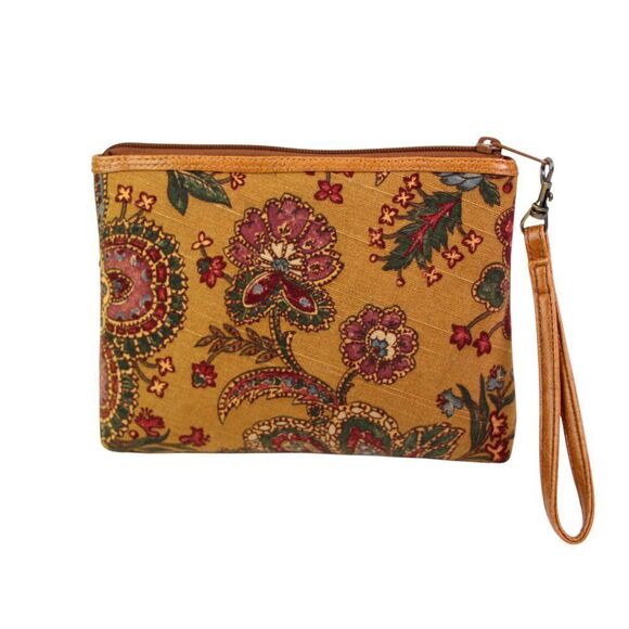 Isabella Fiore BEADED MULTICOLOR CANVAS FLORAL ZIP CLUTCH HANDBAG WRISTLET PURSE - Picture 3 of 14